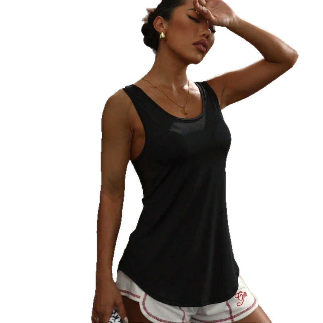 Damen Sporttop mit atmungsaktivem Mesh-Einsatz und figurbetonendem Schnitt Nord Taschen