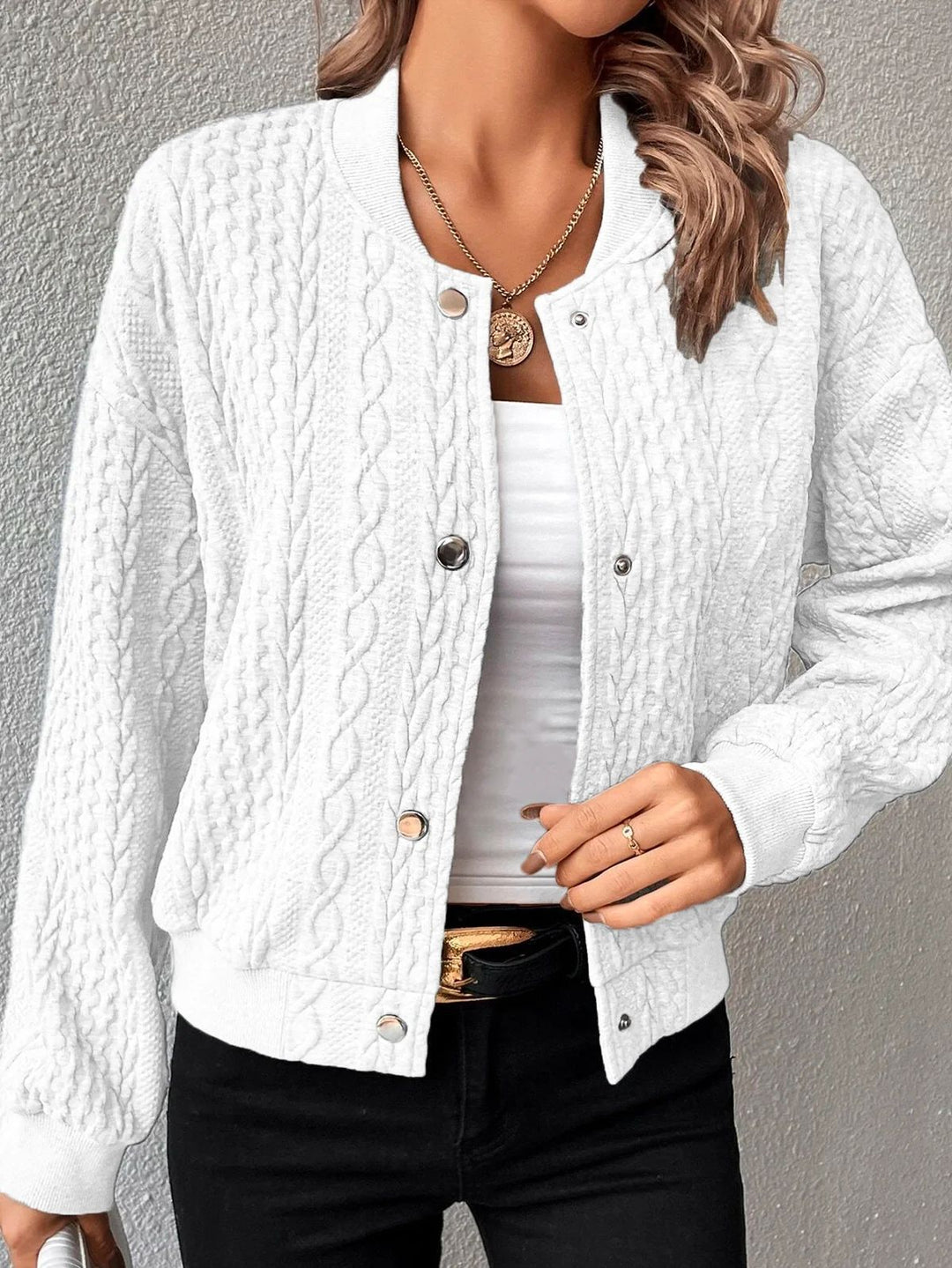 Damen Trendige Strickjacke mit Kabelmuster Nord Taschen