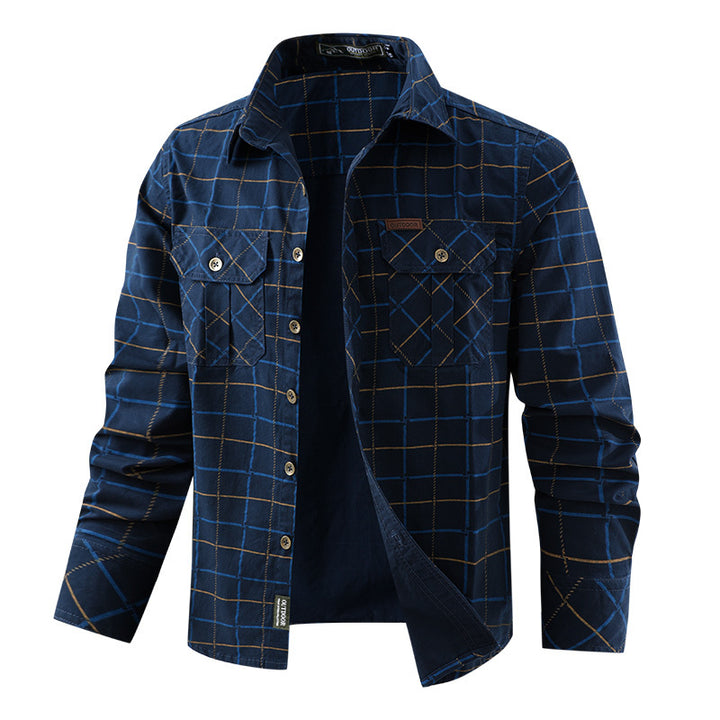 Herren  kariertes Overshirt mit leichtem Thermofutter und doppelten Klappbrusttaschen Nord Taschen