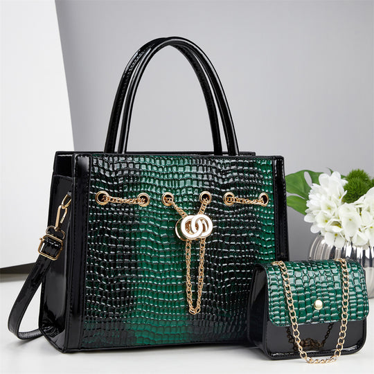 Damen Handtaschen-Set mit elegantem Krokodilleder-Look und abnehmbarer Mini-Clutch Nord Taschen