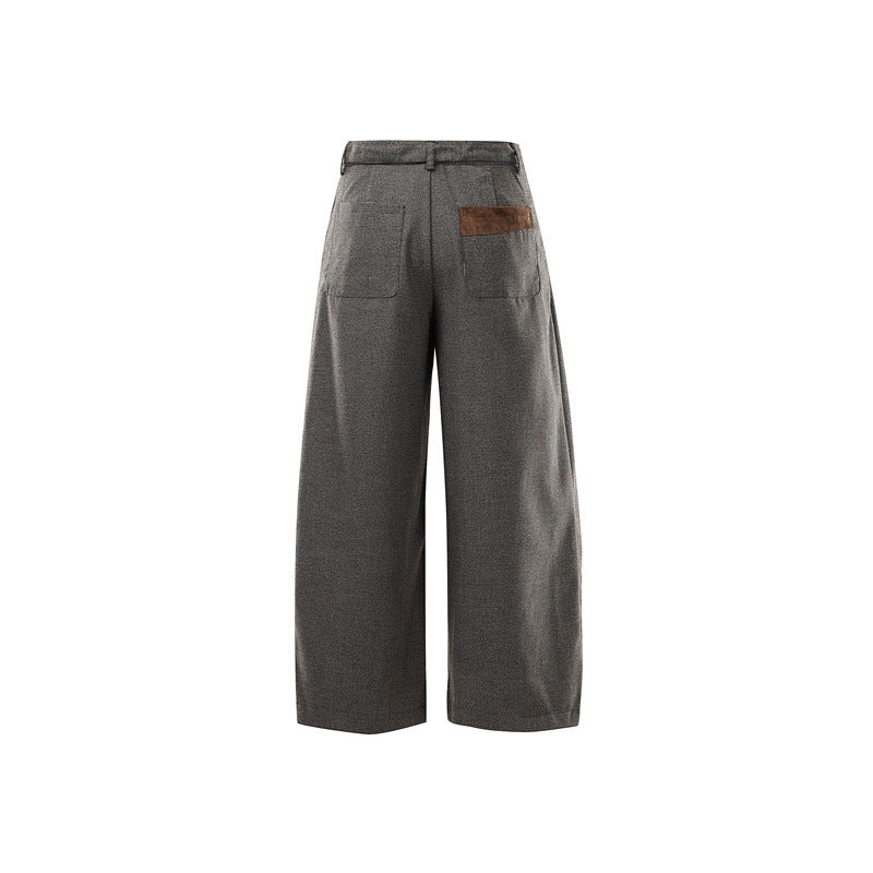 Damen Weite High Waist Culotte-Hose mit Gürtel und Kontrasttaschen Nord Taschen
