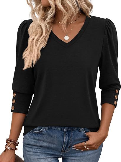Damen Leopardenmuster V‑Neck Bluse mit 3/4-Ärmeln und geraffter Vorderpartie Nord Taschen