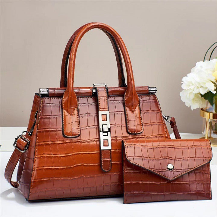 Damen Handtasche im eleganten Krokodil-Look mit abnehmbarer Clutch Nord Taschen