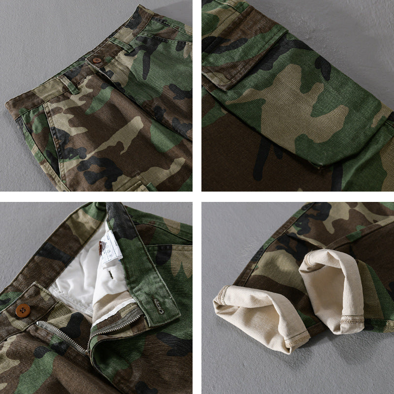 Herren Slim-Tapered Cargohose im Military-Stil mit Gummibündchen und Klappentaschen Nord Taschen