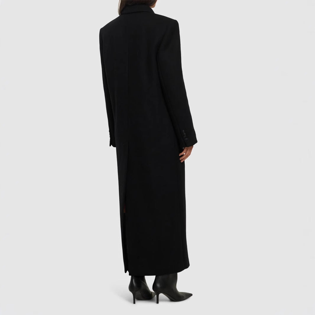Damen Doppelreihiger Maximalistischer Wollmantel mit Smokingkragen Nord Taschen