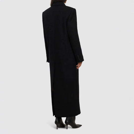 Damen Doppelreihiger Maximalistischer Wollmantel mit Smokingkragen Nord Taschen