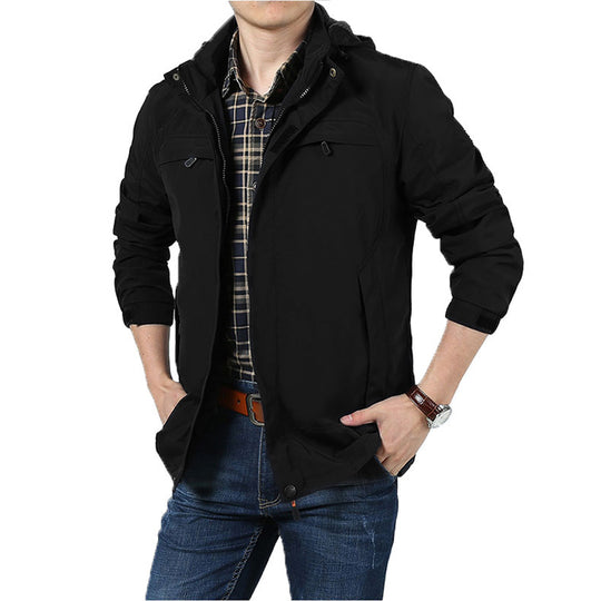 Herren Leichte Kapuzen-Fieldjacke im Urban-Utility-Stil mit Reißverschluss und Multifunktionstaschen Nord Taschen
