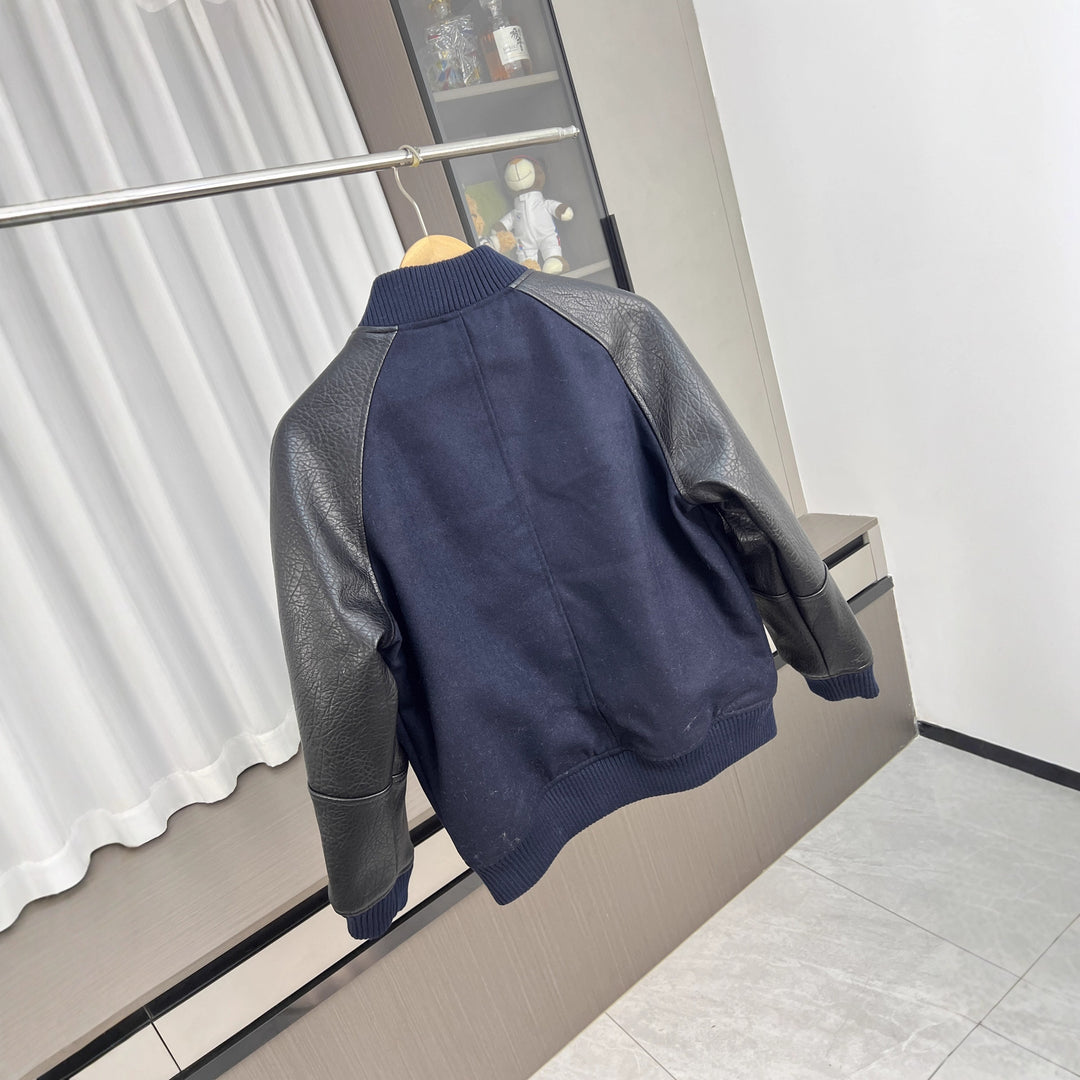 Herren College-Bomberjacke mit Wollmix-Korpus und strukturierter Lederoptik-Ärmel Nord Taschen