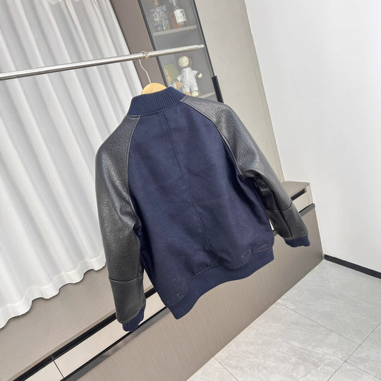 Herren College-Bomberjacke mit Wollmix-Korpus und strukturierter Lederoptik-Ärmel Nord Taschen