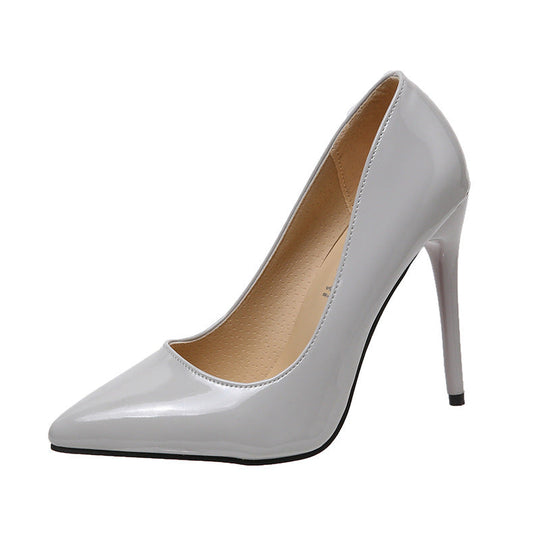 Damen nan spitzer bürotauglicher Pumps aus Lackoptik mit schmalem Stiletto und gepolstertem Komfortfußbett