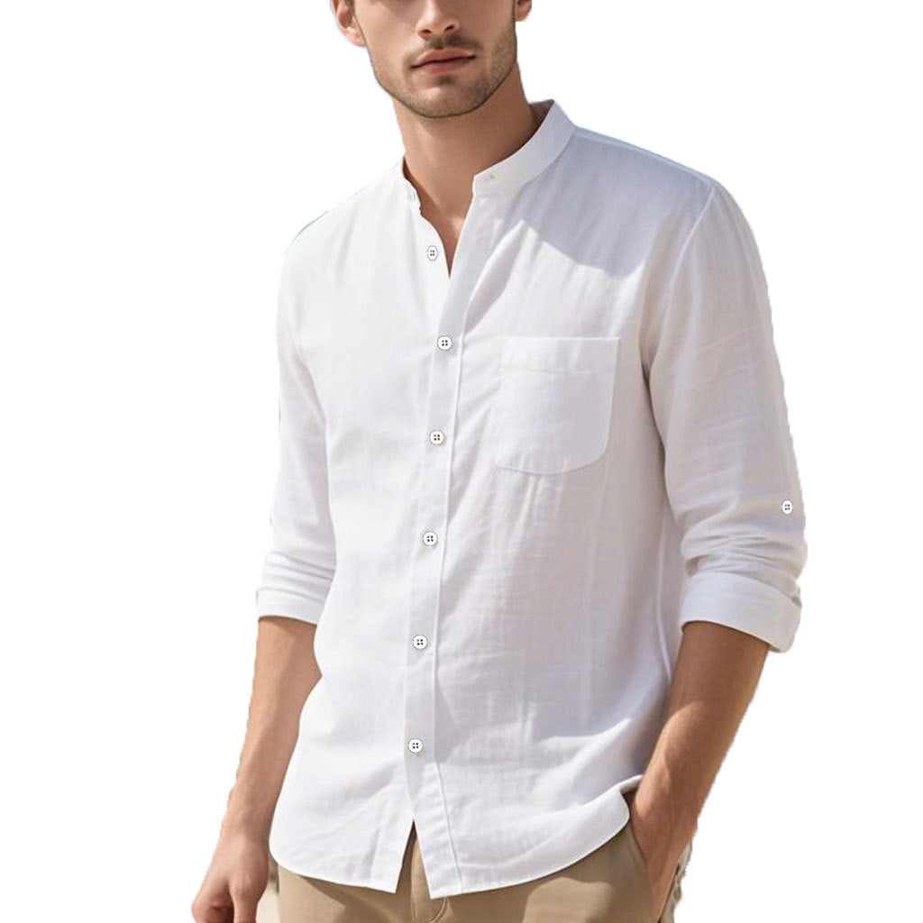 Herren Hemd im eleganten Henley-Stil mit strukturierter Baumwolle