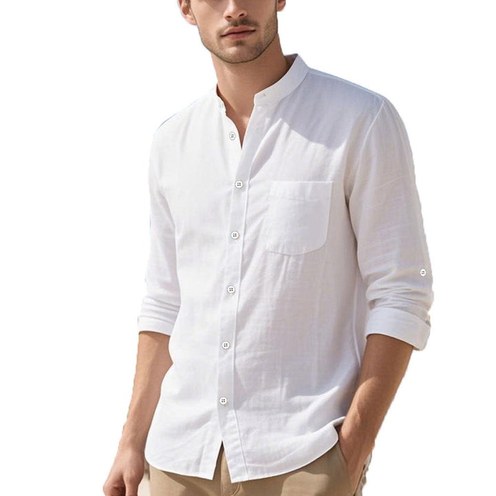 Herren Hemd im eleganten Henley-Stil mit strukturierter Baumwolle
