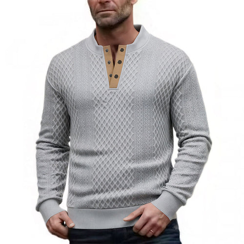 Herren Elegantes Strukturpullover mit Knopfleiste Nord Taschen
