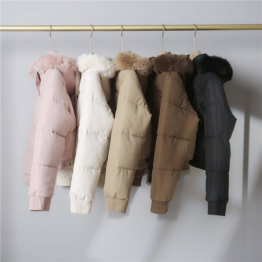 Damen nan kurze gesteppte Bomberjacke mit warmer Kapuze, abnehmbarem Webpelzrand, elastischem Bund und Thermofutter Nord Taschen