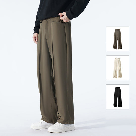 Herren Weite Crêpe‑Hose mit Bundfalte und gerader Bügelfalte Nord Taschen