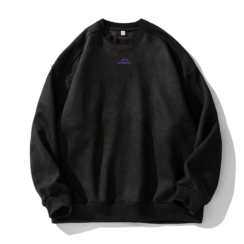 Unisex Oversize Rundhals-Sweatshirt mit minimalistischer Bergstickerei Nord Taschen