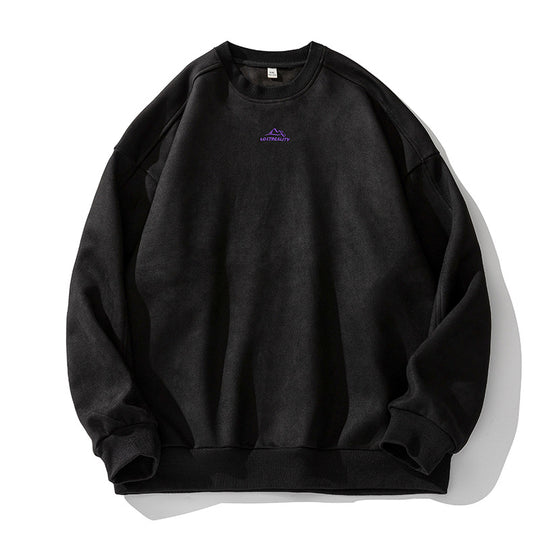 Unisex Oversize Rundhals-Sweatshirt mit minimalistischer Bergstickerei Nord Taschen