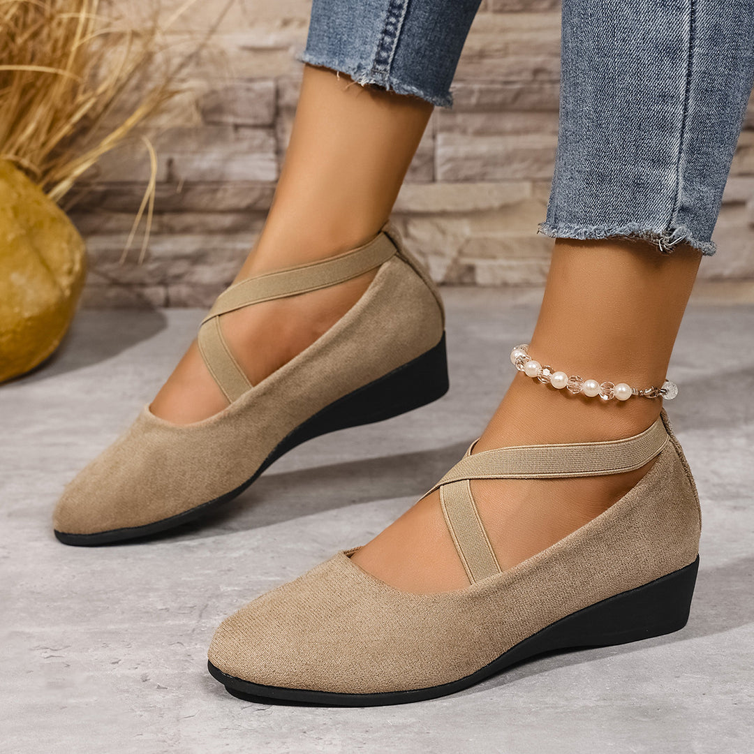 Damen  minimalistische Samt-Ballerina mit dekorativer Fußkette und ergonomischem Komfortfußbett Nord Taschen