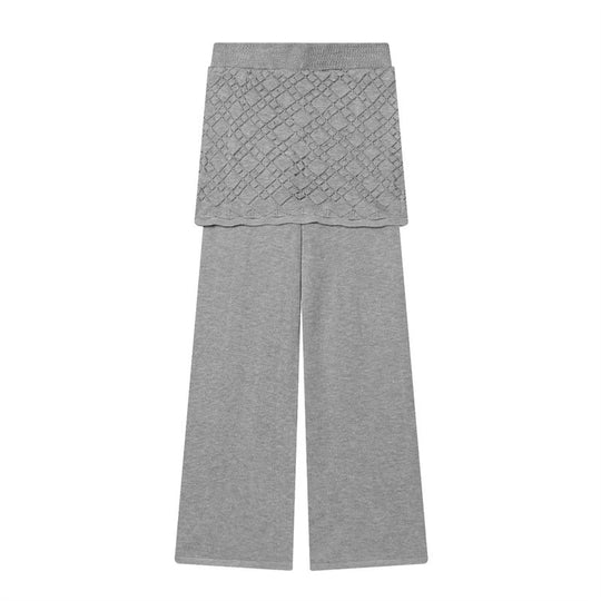 Damen Feinstrick-Loungewear-Set mit Rundhals-Pullover, weitem Palazzo und strukturierter Rock-Overlay Nord Taschen