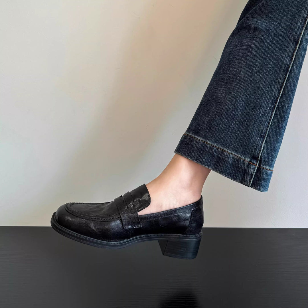 Damen Leder-Pennyloafer mit Mokassin-Naht und profilierter Laufsohle Nord Taschen