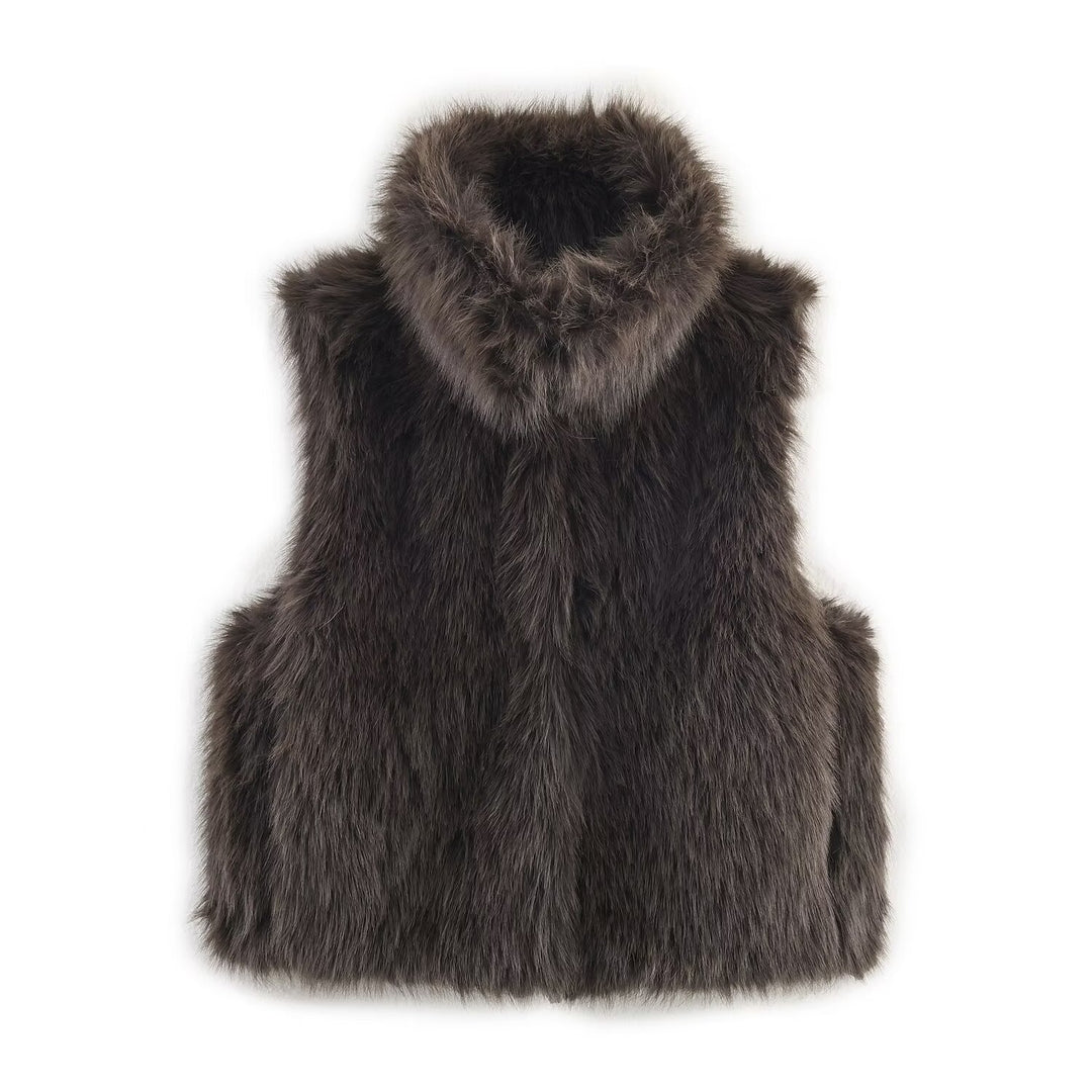 Damen Ärmellose Teddy‑Plüschweste mit hohem Stehkragen und dichtem Hochflor Nord Taschen