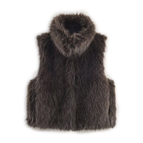 Damen Ärmellose Teddy‑Plüschweste mit hohem Stehkragen und dichtem Hochflor Nord Taschen