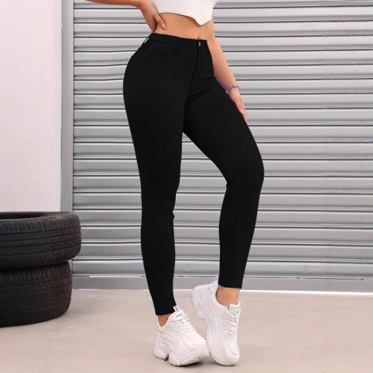 Damen Thermo-High-Waist-Fleece-Jeggings im Jeans-Look Nord Taschen