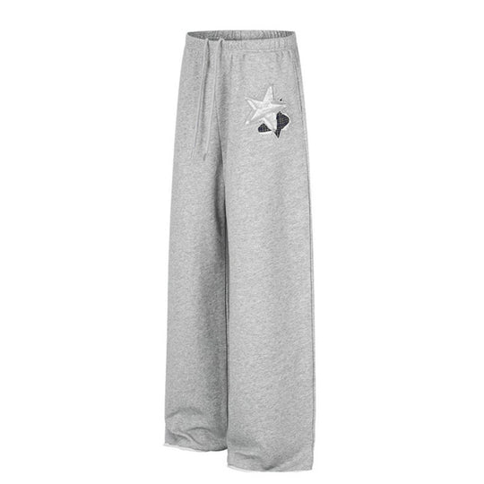 Damen Extraweite Palazzo-Sweathose mit Komfortbund, Kordelzug und Stern-Applikation Nord Taschen