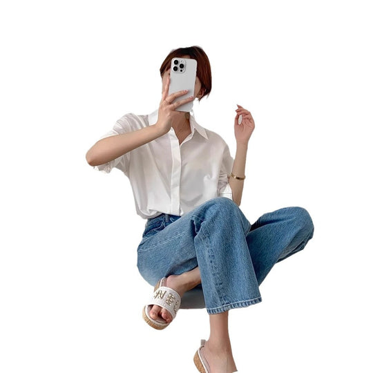 Damen Stilvolle Oversized Bluse Nord Taschen