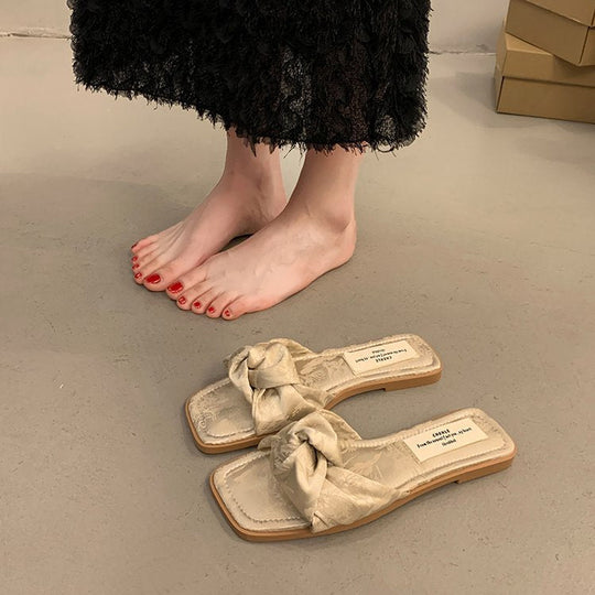 Damen modische Sandalen mit dekorativem Schleifenakzent und rutschfester Sohle