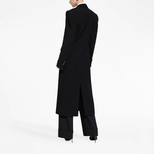 Damen Eleganter Smoking-Hosenanzug mit langem Mantel und weiten Bundfaltenhosen Nord Taschen