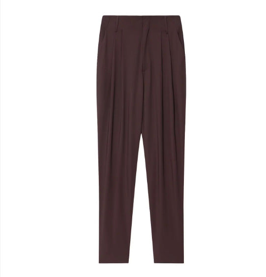 Damen 90+ hochtaillierte Bundfaltenhose mit weitem Sitz und tapered Bein Nord Taschen