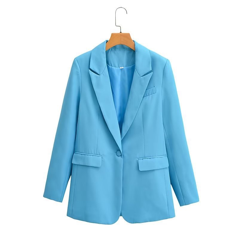 Damen Oversize-Blazer mit fallendem Revers Ein-Knopf-Verschluss und Pattentaschen Nord Taschen