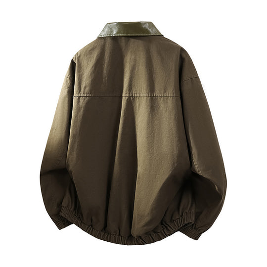 Herren Oversize Coach-Jacke mit glänzendem Kragen, verdeckter Druckknopfleiste und elastischem Saum Nord Taschen