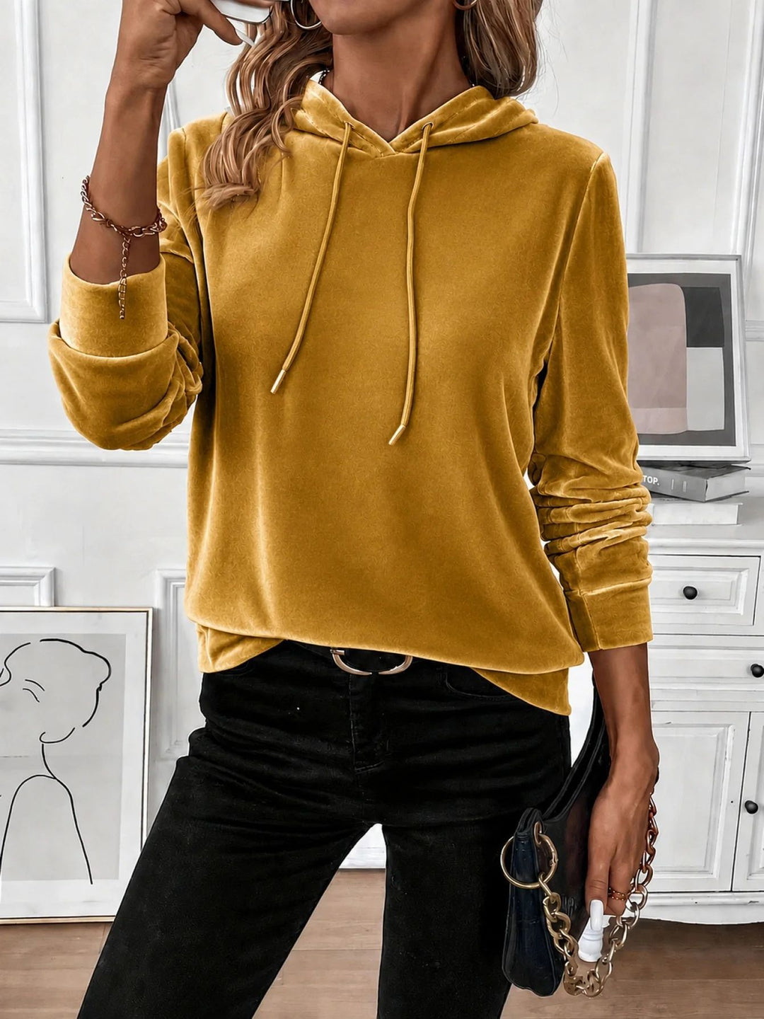 Damen Fleece-Kapuzenpullover im Relaxed‑Fit mit Tunnelzug und weichem Innenfutter Nord Taschen