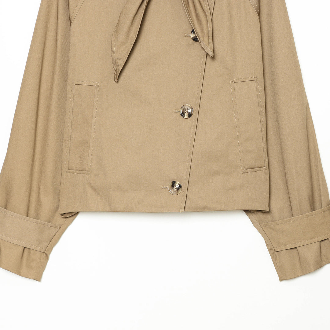 Damen Cropped Trench‑Capejacke mit Schleifenkragen und kastiger Silhouette Nord Taschen