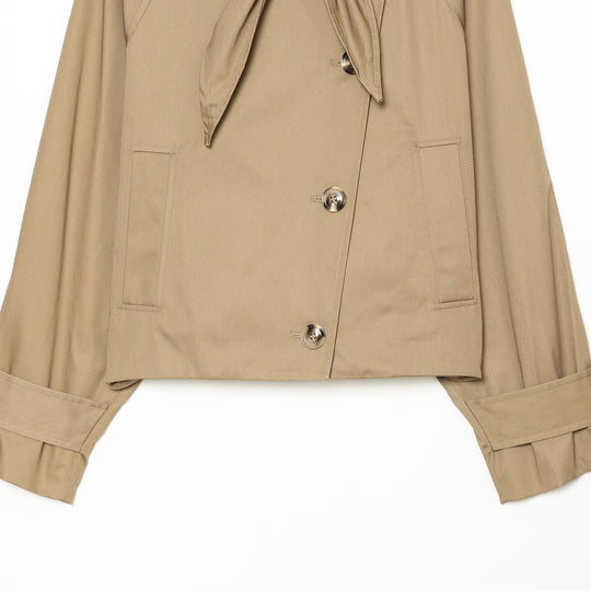 Damen Cropped Trench‑Capejacke mit Schleifenkragen und kastiger Silhouette Nord Taschen
