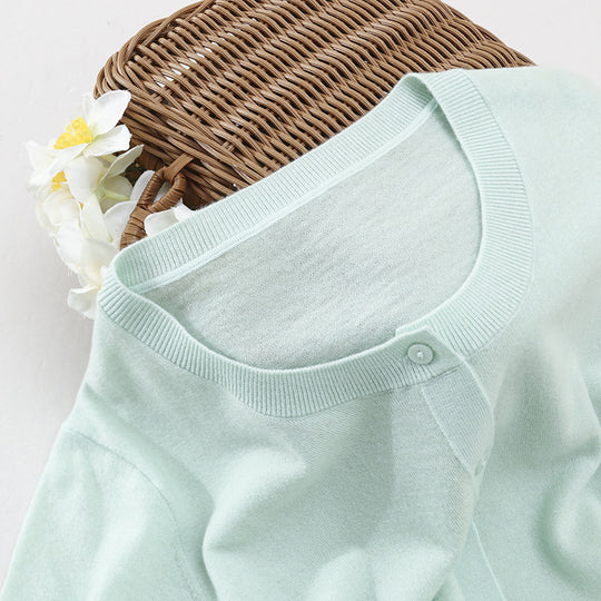 Damen Kurzarm-Feinstrick-Cardigan mit Rundhalsausschnitt und durchgehender Knopfleiste Nord Taschen
