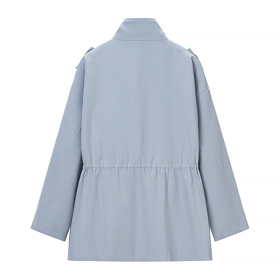 Damen Utility-Jacke mit Kordelzug, Stehkragen und aufgesetzten Taschen Nord Taschen