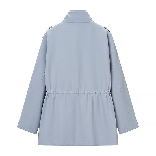 Damen Utility-Jacke mit Kordelzug, Stehkragen und aufgesetzten Taschen Nord Taschen