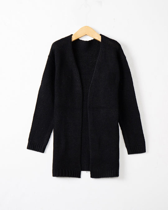 Damen Longline Strickcardigan ohne Verschluss mit offener Front und feiner Rippkante Nord Taschen