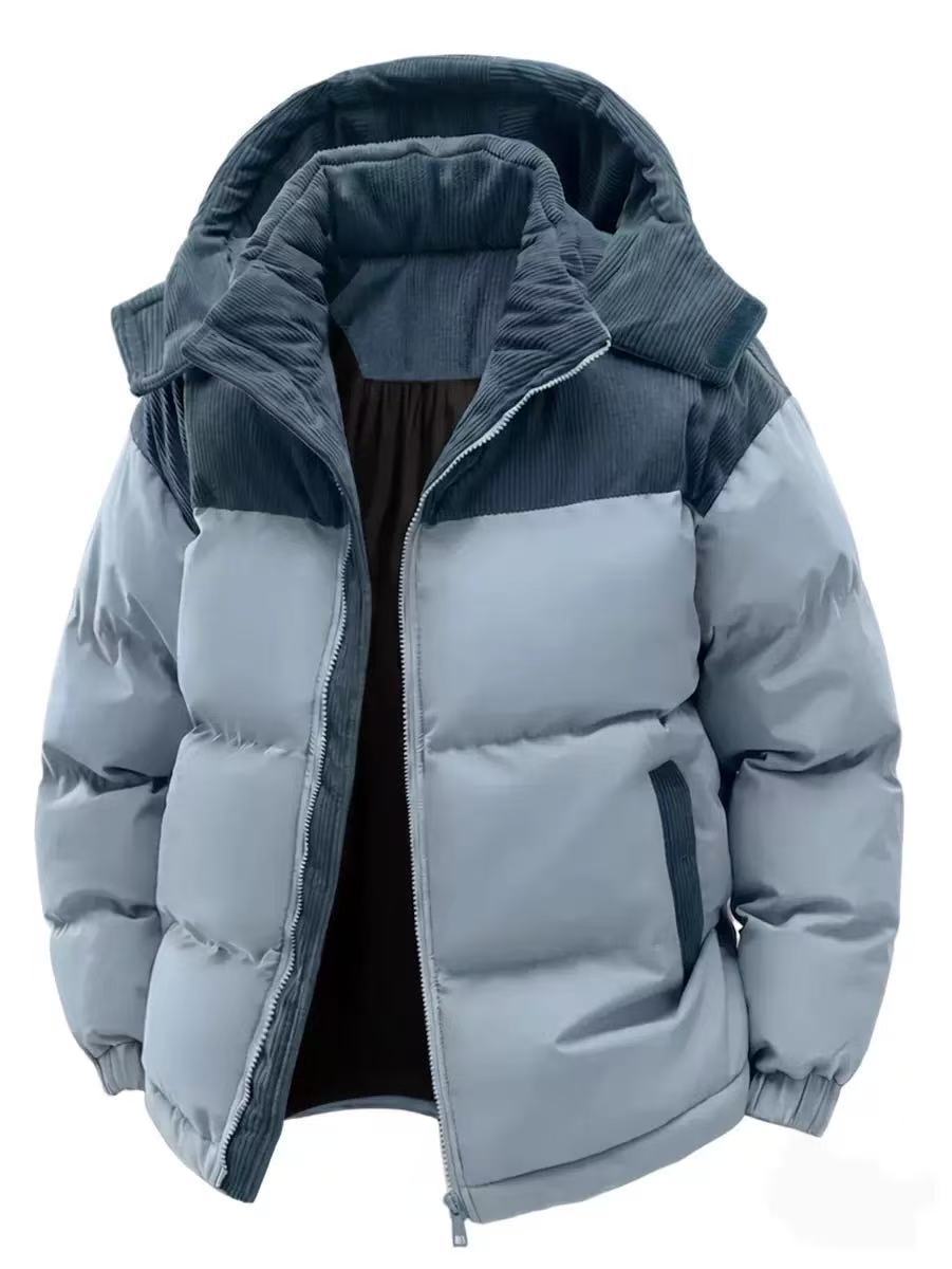 Damen Stepp-Winterjacke mit Cord-Schulterdetail, Kapuze und Zwei-Wege-Reißverschluss Nord Taschen