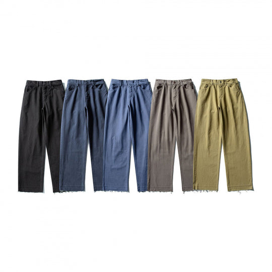 Damen Weite High-Waist Jeanshose mit geradem Bein und rohem Saum Nord Taschen
