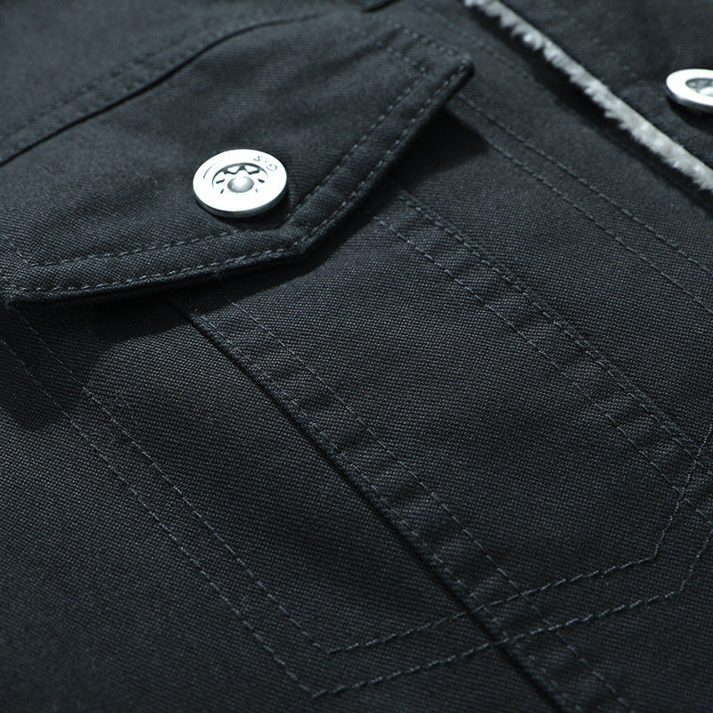 Herren Canvas-Truckerjacke mit wärmender Teddyfleece-Innenfütterung und klassischem Hemdkragen Nord Taschen