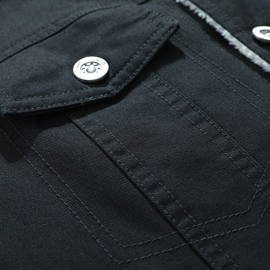 Herren Canvas-Truckerjacke mit wärmender Teddyfleece-Innenfütterung und klassischem Hemdkragen Nord Taschen