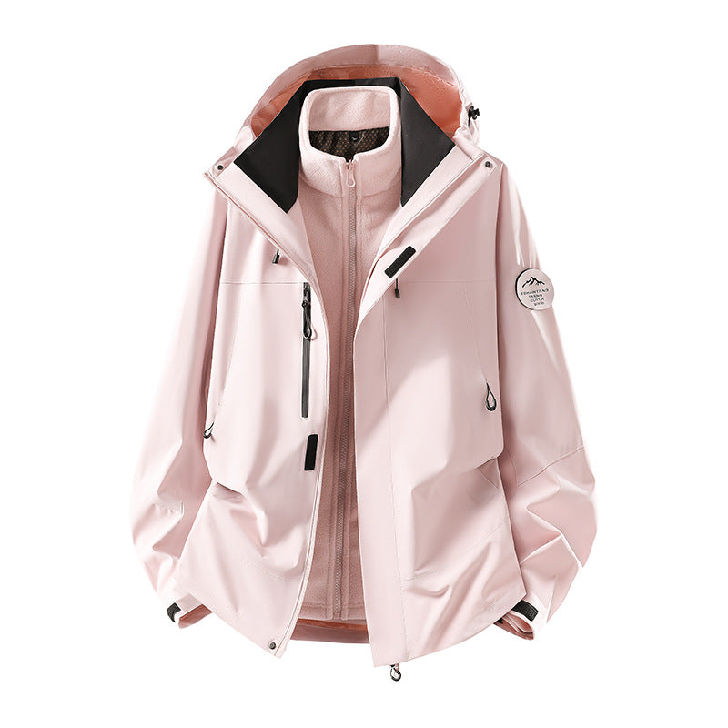 Herren zweilagige Softshell-Outdoorjacke mit herausnehmbarem Fleecefutter und verstellbarer Kapuze Nord Taschen