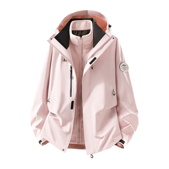 Herren zweilagige Softshell-Outdoorjacke mit herausnehmbarem Fleecefutter und verstellbarer Kapuze Nord Taschen
