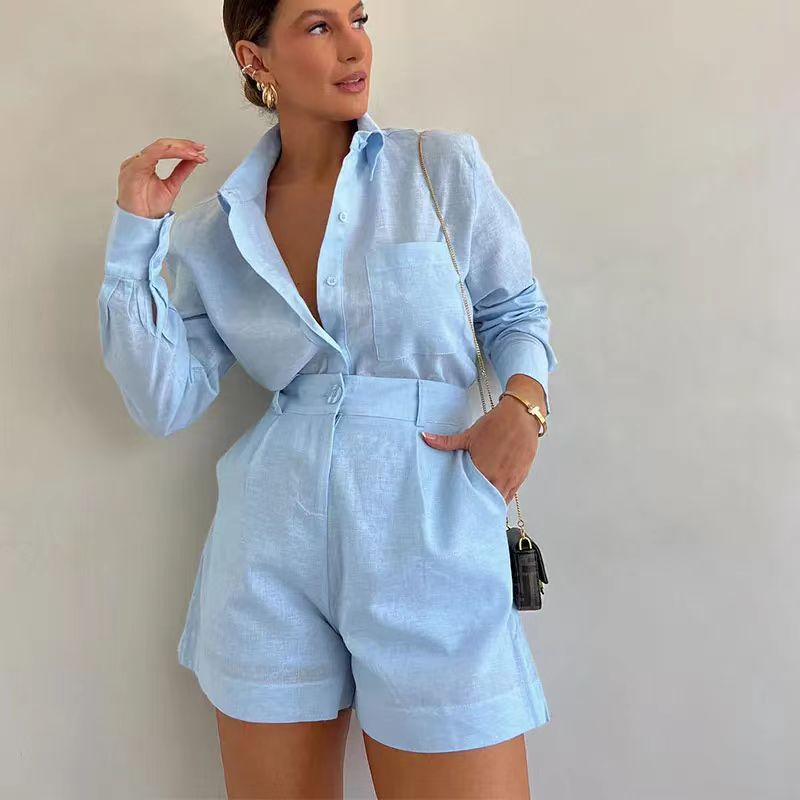 Damen Kurz-Overall mit eleganter Hemdblusen-Optik Nord Taschen
