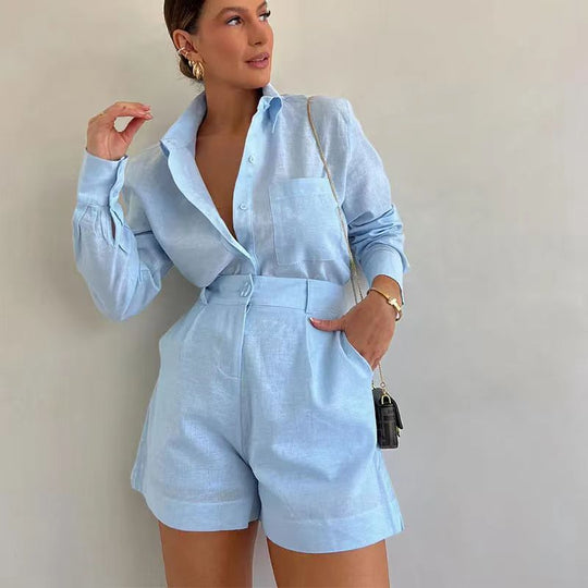 Damen Kurz-Overall mit eleganter Hemdblusen-Optik Nord Taschen