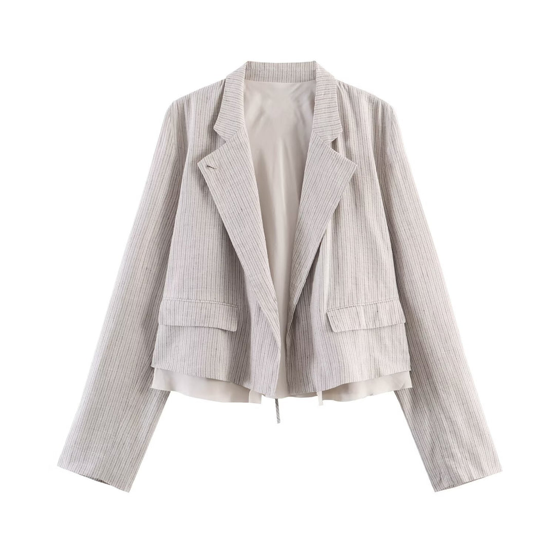 Damen Zweiteiliges Tailored-Set mit Cropped-Blazer und hochtaillierter Faltenhose Nord Taschen